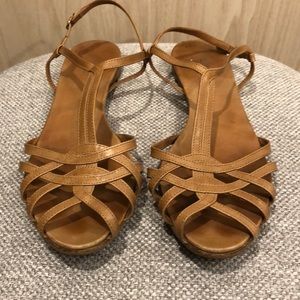 Barney’s co-op leather flat sandals size 40.5 made in Italy tan/light brown